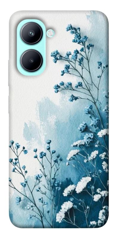 Чехол itsPrint Blue minimal для Realme C33, цветы, купить оптом с доставкой