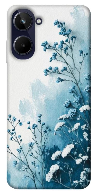 Чехол itsPrint Blue minimal для Realme 10 4G, цветы, купить оптом с доставкой