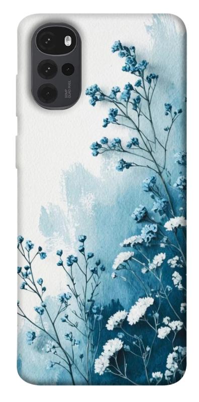 Чехол itsPrint Blue minimal для Motorola Moto G22, цветы, купить оптом с доставкой