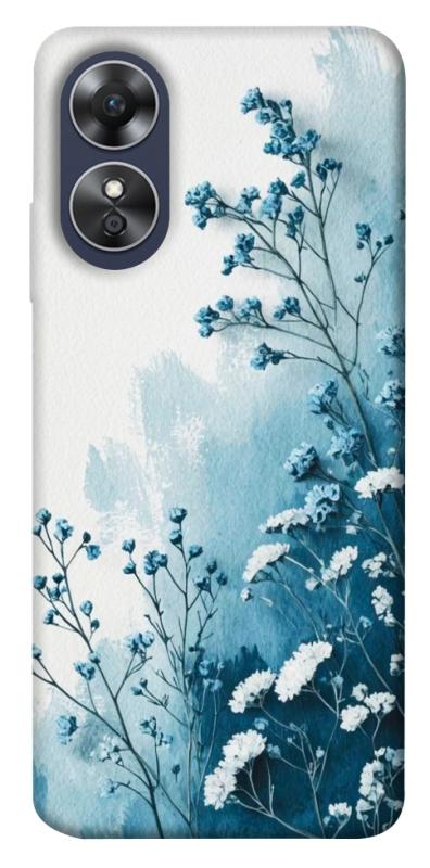 Чехол itsPrint Blue minimal для Oppo A17, цветы, купить оптом с доставкой