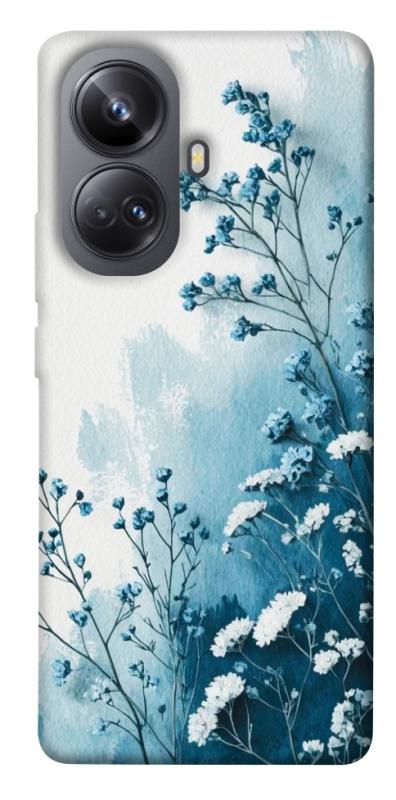 Чехол itsPrint Blue minimal для Realme 10 Pro+, цветы, купить оптом с доставкой