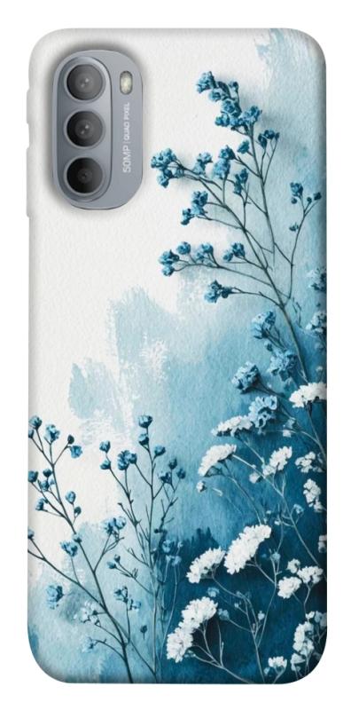 Чехол itsPrint Blue minimal для Motorola Moto G31, цветы, купить оптом с доставкой