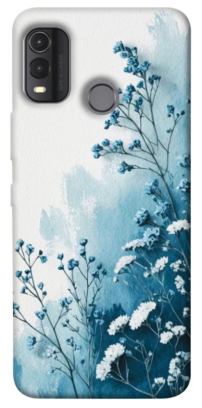 Чехол itsPrint Blue minimal для Nokia G11 Plus, цветы, купить оптом с доставкой