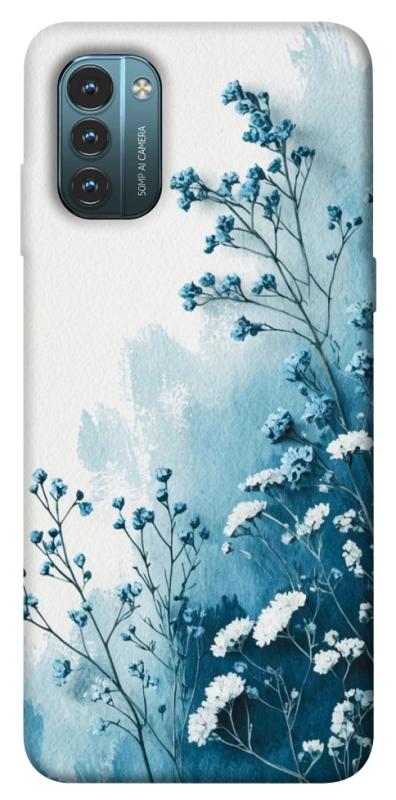 Чехол itsPrint Blue minimal для Nokia G21, цветы, купить оптом с доставкой