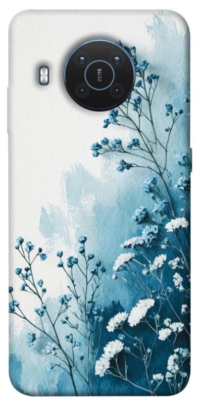 Чехол itsPrint Blue minimal для Nokia X10 / X20, цветы, купить оптом с доставкой