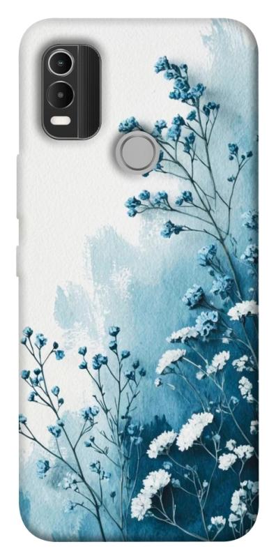 Чохол itsPrint Blue minimal для Nokia C21 Plus, квіти, купити оптом з доставкою