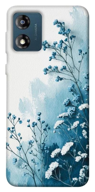 Чехол itsPrint Blue minimal для Motorola Moto E13, цветы, купить оптом с доставкой