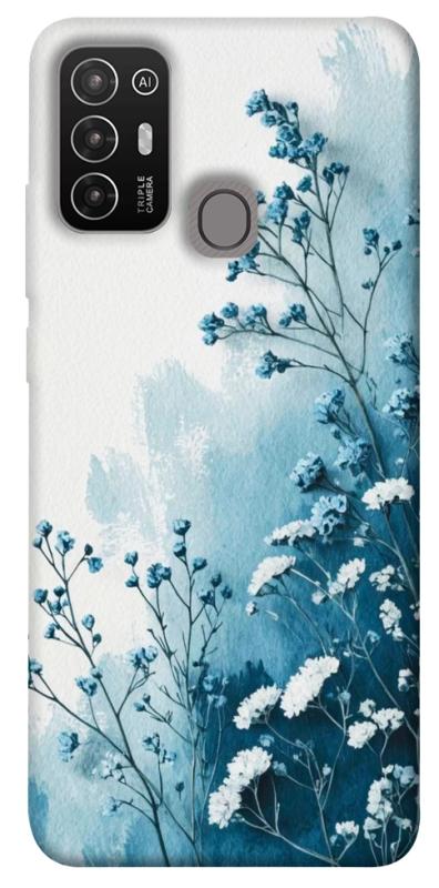 Чехол itsPrint Blue minimal для ZTE Blade A52, цветы, купить оптом с доставкой