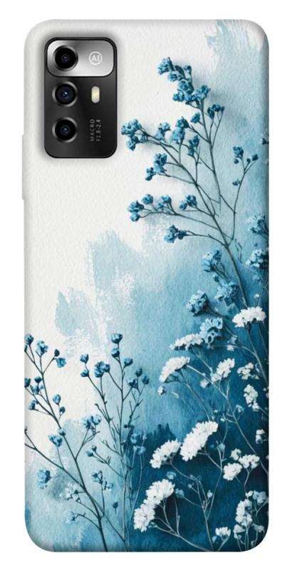 Чехол itsPrint Blue minimal для ZTE Blade A72, цветы, купить оптом с доставкой