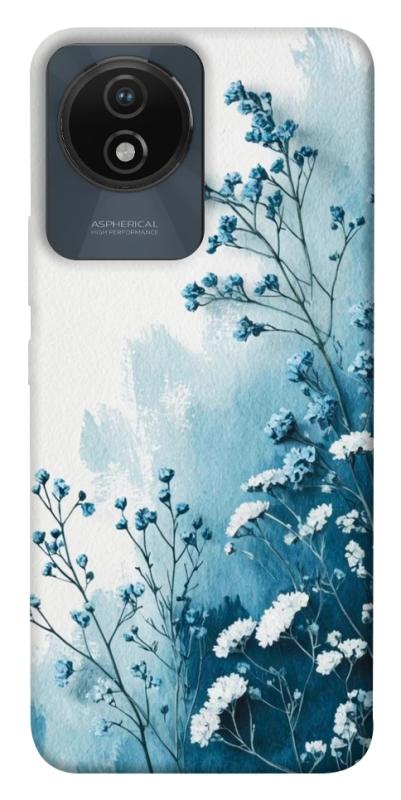 Чехол itsPrint Blue minimal для Vivo Y02, цветы, купить оптом с доставкой