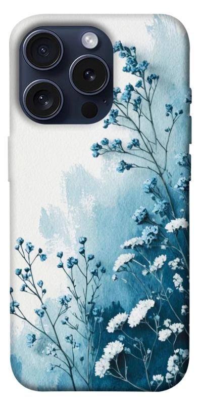 Чохол itsPrint Blue minimal для Apple iPhone 15 Pro (6.1"), квіти, купити оптом з доставкою