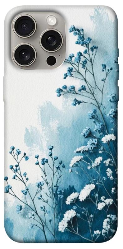 Чехол itsPrint Blue minimal для Apple iPhone 15 Pro Max (6.7"), цветы, купить оптом с доставкой
