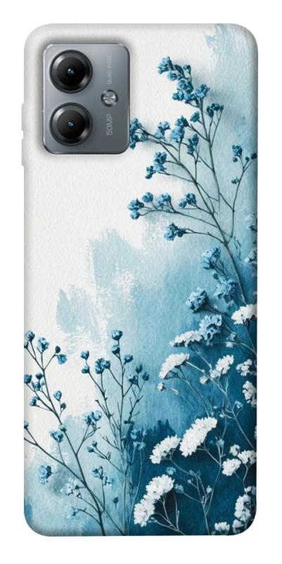 Чехол itsPrint Blue minimal для Motorola Moto G14, цветы, купить оптом с доставкой