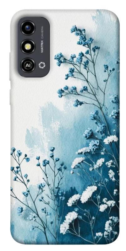 Чохол itsPrint Blue minimal для ZTE Blade A53, квіти, купити оптом з доставкою