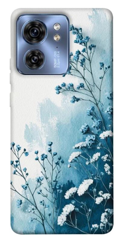 Чехол itsPrint Blue minimal для Motorola Edge 40, цветы, купить оптом с доставкой