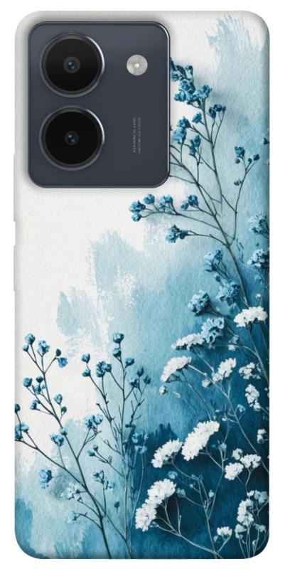 Чехол itsPrint Blue minimal для Vivo Y36, цветы, купить оптом с доставкой