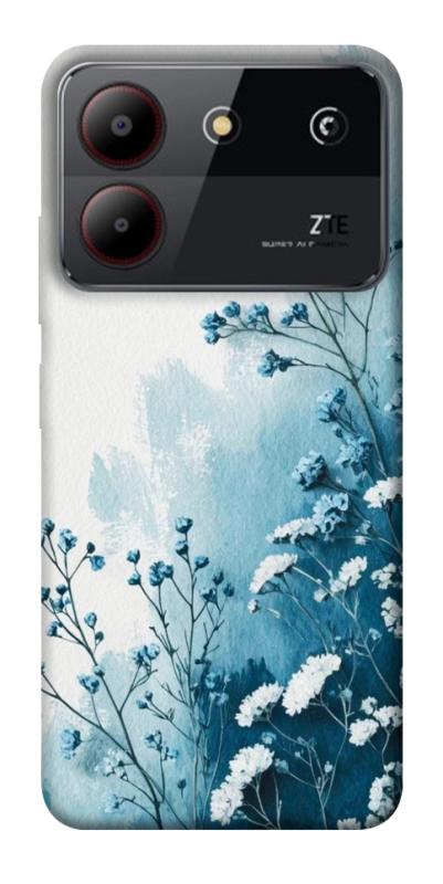 Чехол itsPrint Blue minimal для ZTE Blade A54 4G, цветы, купить оптом с доставкой