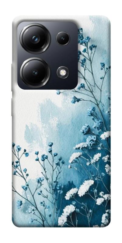Чехол itsPrint Blue minimal для Xiaomi Redmi 13 4G / Poco M6 4G, цветы, купить оптом с доставкой