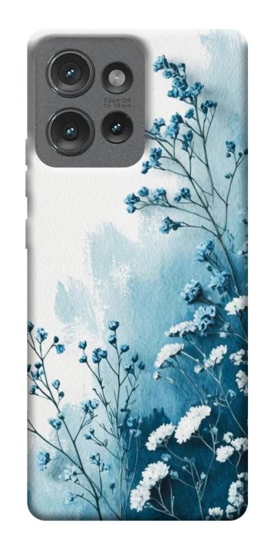Чехол itsPrint Blue minimal для Motorola Edge 50, цветы, купить оптом с доставкой