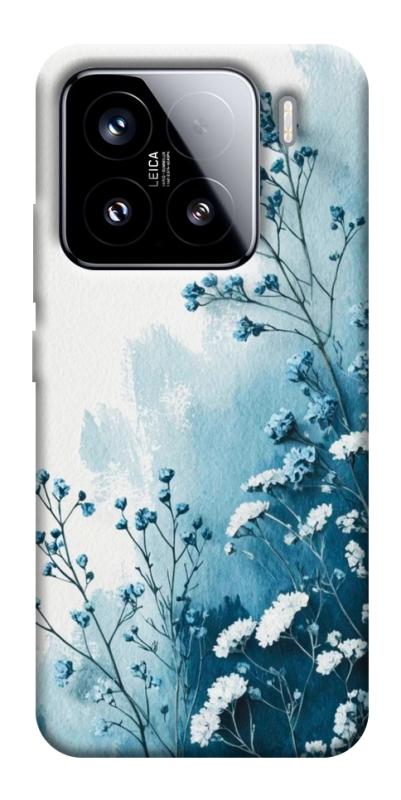 Чехол itsPrint Blue minimal для Xiaomi 15, цветы, купить оптом с доставкой