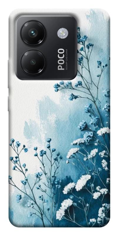 Чехол itsPrint Blue minimal для Xiaomi Poco M7 Pro 5G, цветы, купить оптом с доставкой
