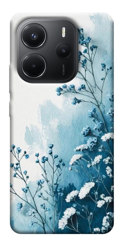 Чехол itsPrint Blue minimal для Xiaomi Redmi Note 14 4G (Int. version), цветы, купить оптом с доставкой