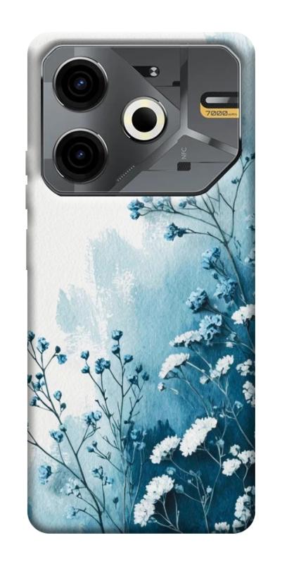 Чехол itsPrint Blue minimal для TECNO Pova 6 Neo (LI6), цветы, купить оптом с доставкой