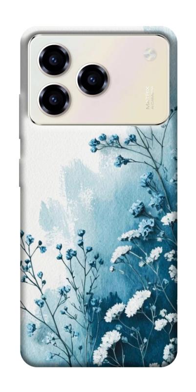 Чехол itsPrint Blue minimal для ZTE Blade A76, цветы, купить оптом с доставкой