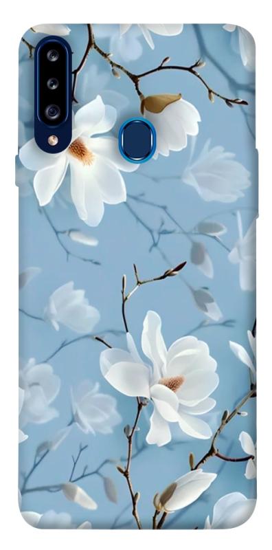 Чехол itsPrint Cold white для Samsung Galaxy A20s, цветы, купить оптом с доставкой