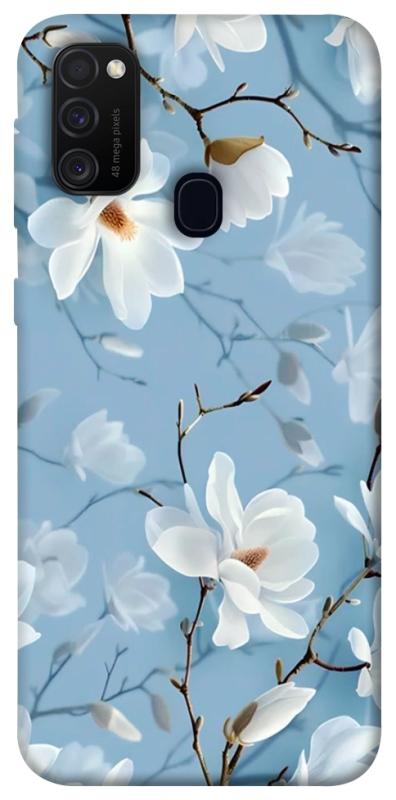 Чехол itsPrint Cold white для Samsung Galaxy M30s / M21, цветы, купить оптом с доставкой