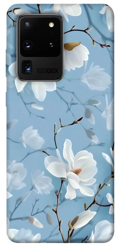 Чехол itsPrint Cold white для Samsung Galaxy S20 Ultra, цветы, купить оптом с доставкой