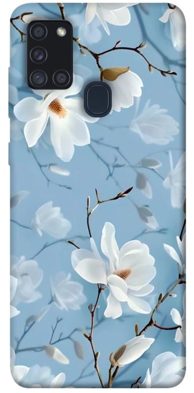 Чехол itsPrint Cold white для Samsung Galaxy A21s, цветы, купить оптом с доставкой