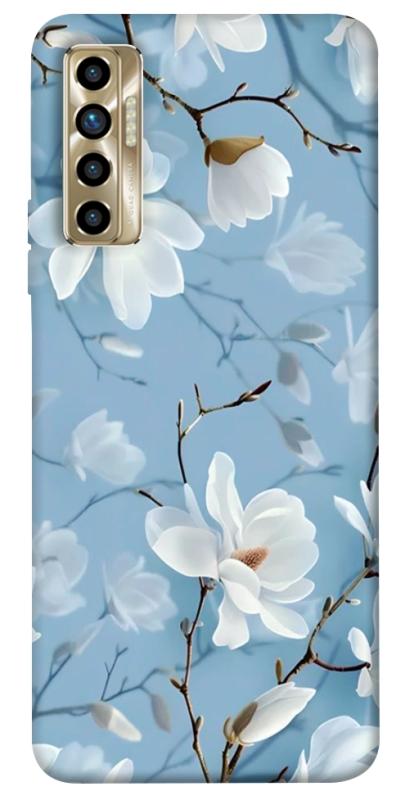 Чехол itsPrint Cold white для TECNO Camon 17P, цветы, купить оптом с доставкой