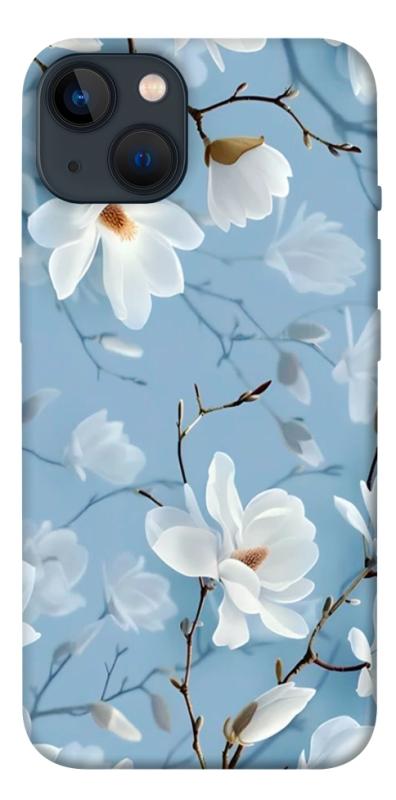 Чехол itsPrint Cold white для Apple iPhone 13 (6.1"), цветы, купить оптом с доставкой