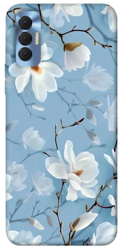 Чехол itsPrint Cold white для TECNO Spark 8P, цветы, купить оптом с доставкой