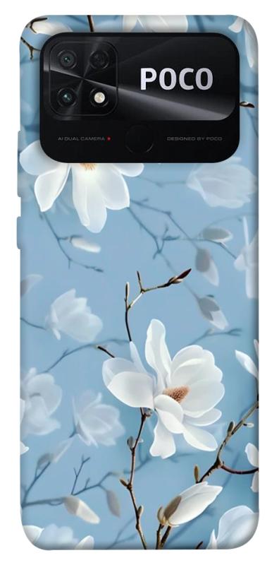 Чехол itsPrint Cold white для Xiaomi Poco C40, цветы, купить оптом с доставкой
