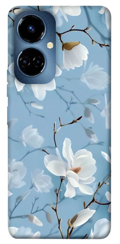 Чехол itsPrint Cold white для TECNO Camon 19 (CI6n) / 19 Pro (CI8n), цветы, купить оптом с доставкой