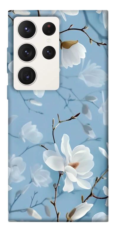 Чехол itsPrint Cold white для Samsung Galaxy S23 Ultra, цветы, купить оптом с доставкой