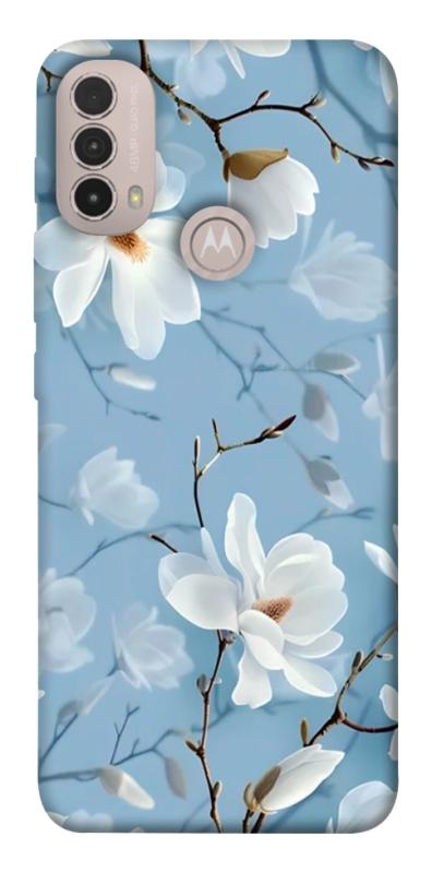 Чехол itsPrint Cold white для Motorola Moto E40, цветы, купить оптом с доставкой
