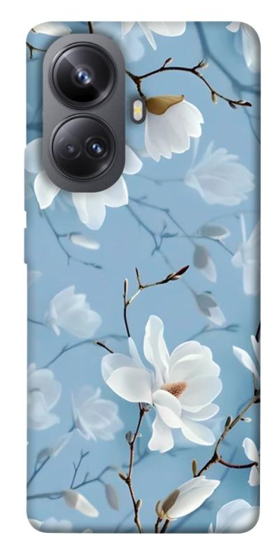 Чехол itsPrint Cold white для Realme 10 Pro+, цветы, купить оптом с доставкой