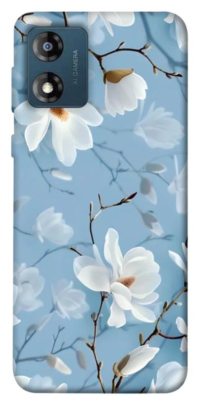 Чехол itsPrint Cold white для Motorola Moto E13, цветы, купить оптом с доставкой