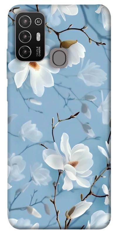 Чехол itsPrint Cold white для ZTE Blade A52, цветы, купить оптом с доставкой