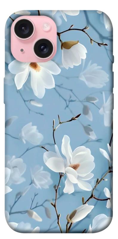 Чехол itsPrint Cold white для Apple iPhone 15 (6.1"), цветы, купить оптом с доставкой