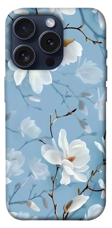 Чехол itsPrint Cold white для Apple iPhone 15 Pro (6.1"), цветы, купить оптом с доставкой