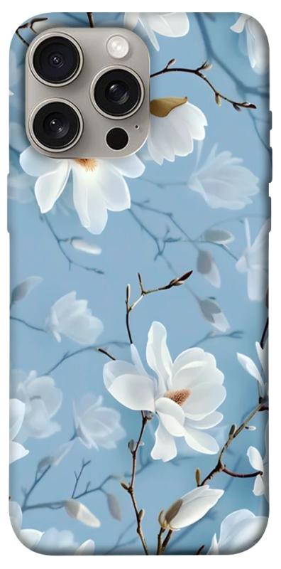 Чехол itsPrint Cold white для Apple iPhone 15 Pro Max (6.7"), цветы, купить оптом с доставкой