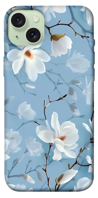 Чехол itsPrint Cold white для Apple iPhone 15 Plus (6.7"), цветы, купить оптом с доставкой