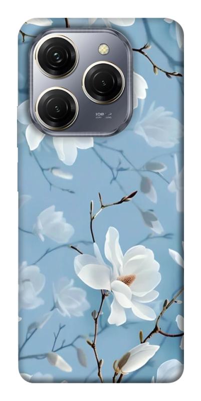 Чехол itsPrint Cold white для TECNO Spark 20 Pro, цветы, купить оптом с доставкой