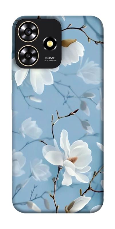 Чехол itsPrint Cold white для ZTE Blade A73 4G, цветы, купить оптом с доставкой