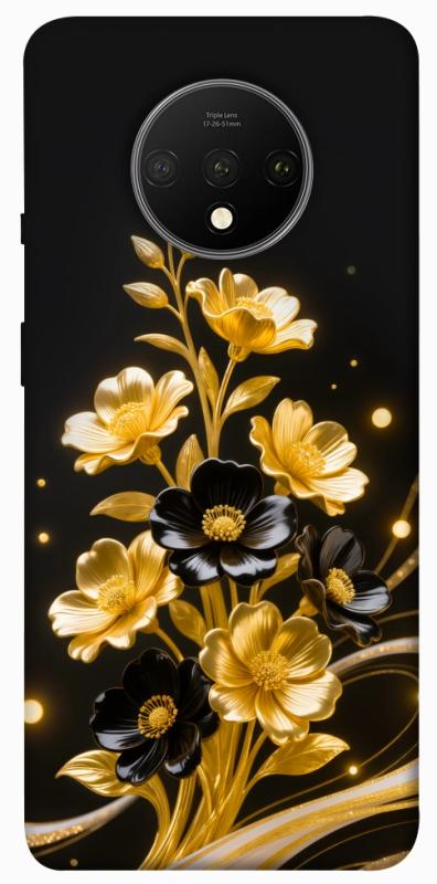 Чохол itsPrint Golden shine для OnePlus 7T, квіти, купити оптом з доставкою