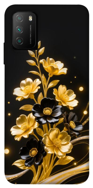 Чехол itsPrint Golden shine для Xiaomi Poco M3, цветы, купить оптом с доставкой